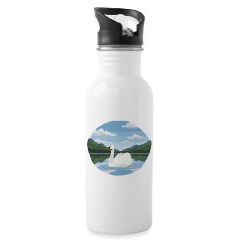 jezioro_z_Swan - Trinkflasche mit integriertem Trinkhalm - Weiß - Rechts