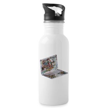 Transparente CAD-Schaltkreiskunst beim Laptop - Trinkflasche mit integriertem Trinkhalm - Weiß - Rechts