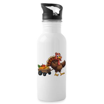 Thanksgiving Lustiger Thanksgiving Truthahn - Trinkflasche mit integriertem Trinkhalm - Weiß - Rechts