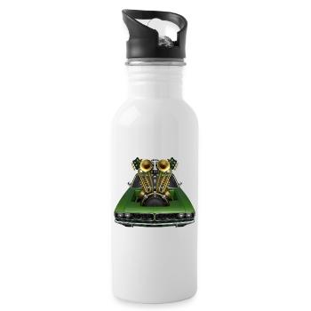 BRASS BAND – Ton & Bild - Trinkflasche mit integriertem Trinkhalm - Weiß - Rechts