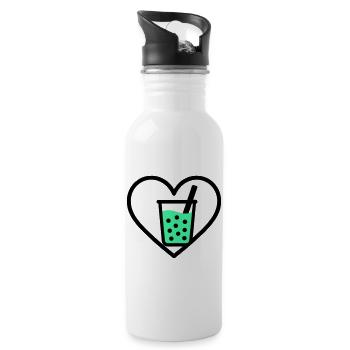 Bubble Tea Heart Boba Drink Sweet Trend - Water bottle with straw - white - Right