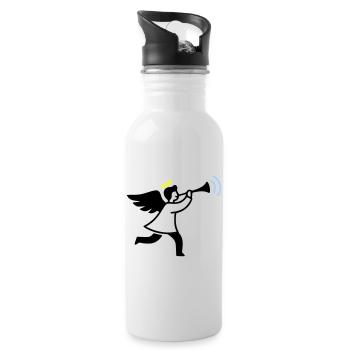 Angel with trumpet - Water bottle with straw - white - Right