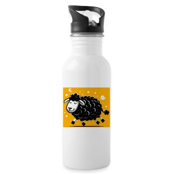 Schwarzes Schaf - Trinkflasche mit integriertem Trinkhalm - Weiß - Rechts