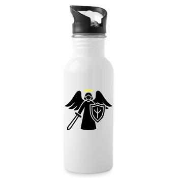 Guardian Angel Warrior with Shield Pictogram - Water bottle with straw - white - Right