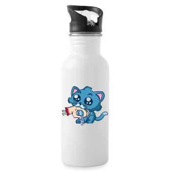 Chaton gourmand - Gourde avec paille intégrée - blanc - Droite