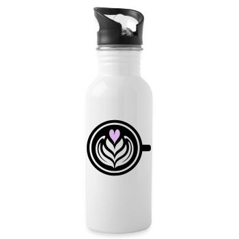 Coffee Love: Latte Art Heart Vector - Water bottle with straw - white - Right