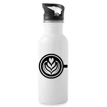 Coffee Love: Latte Art Heart Vector - Water bottle with straw - white - Right