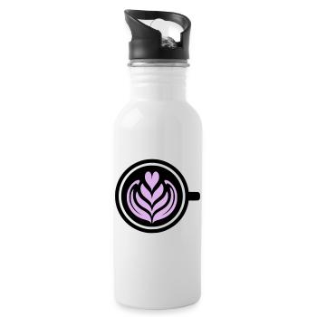 Coffee Love: Latte Art Heart Vector - Water bottle with straw - white - Right