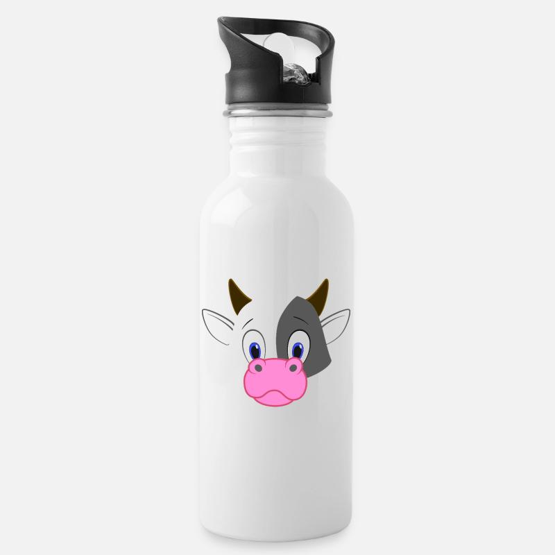 Visage de vache Adorable art d’animaux de ferme pour chemise blanche - Gourde avec paille intégrée - blanc
