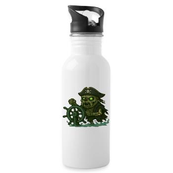 Zombie-Piraten-Steuer Spukrad - Trinkflasche mit integriertem Trinkhalm - Weiß - Rechts