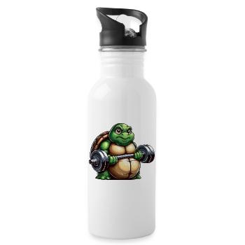 Grim Turtle Dumbbell Training Workout - Water bottle with straw - white - Right