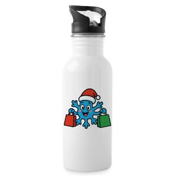 Weihnachtliche Schneeflocke kauft Geschenke - Trinkflasche mit integriertem Trinkhalm - Weiß - Rechts