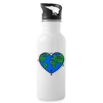 born to travel - Water bottle with straw - white - Right