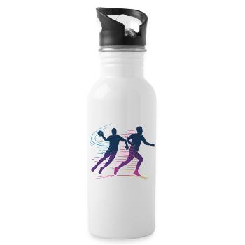 Handball Neon Player, Fast Attack, Team - Water bottle with straw - white - Right