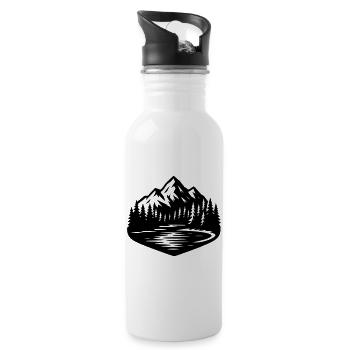 Berge Landschaft Wald - Trinkflasche mit integriertem Trinkhalm - Weiß - Rechts