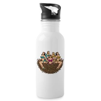 Tropical Nest Ladies in Bloom - Water bottle with straw - white - Right