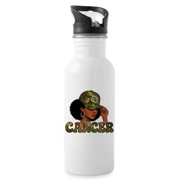 Krebskönigin – Tarn-Afro-Mädchen-Intuitive Kraft - Trinkflasche mit integriertem Trinkhalm - Weiß - Rechts