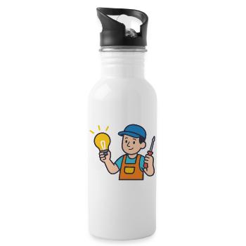 Craftsman with light bulb and screwdriver - Water bottle with straw - white - Right