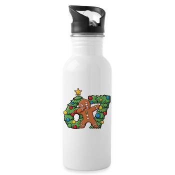 67 Meme-Lebkuchentanz auf dem Weihnachtskranz - Trinkflasche mit integriertem Trinkhalm - Weiß - Rechts