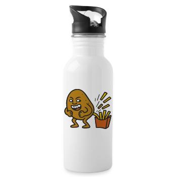 Potato Pooping - Water bottle with straw - white - Right