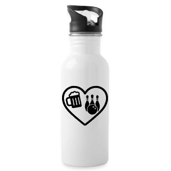 Heart Beer Bowling-Humor - Trinkflasche mit integriertem Trinkhalm - Weiß - Rechts