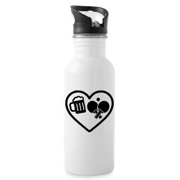 Heart Beer Tischtennis-Humor - Trinkflasche mit integriertem Trinkhalm - Weiß - Rechts
