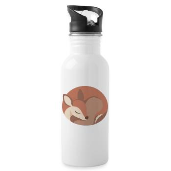 Schlafender Fuchs in der sanften Palette - Trinkflasche mit integriertem Trinkhalm - Weiß - Rechts