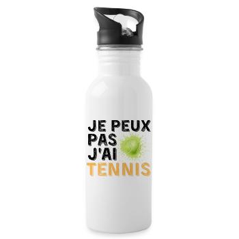 Graphic Original I Can't I Tennis - Water bottle with straw - white - Right