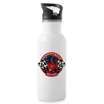 Lucky Devil - Water bottle with straw - white - Right