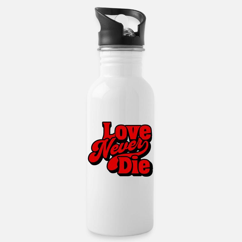 Love Never Die Typographie rétro - Gourde avec paille intégrée - blanc