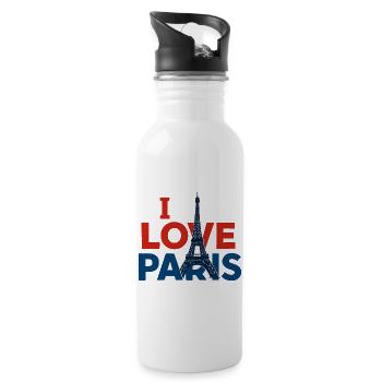 Ich liebe Paris - Trinkflasche mit integriertem Trinkhalm - Weiß - Rechts
