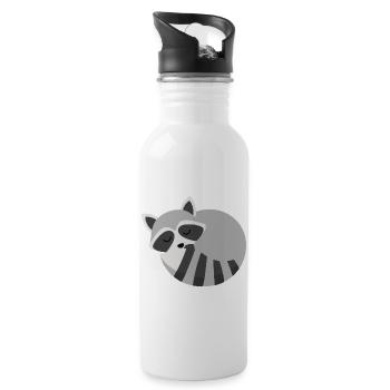 Style minimaliste de raton laveur endormi mignon - Gourde avec paille intégrée - blanc - Droite