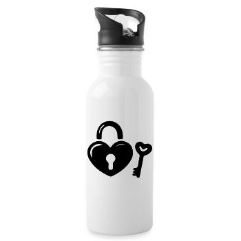 Heart Key - Water bottle with straw - white - Right