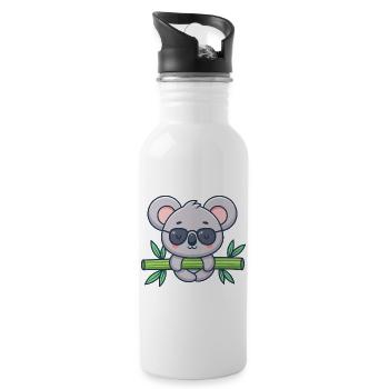 Koala on Solar Bamboo - Water bottle with straw - white - Right