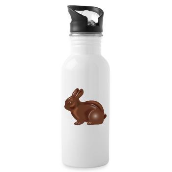 Klassischer Schokoladen-Osterhasen Motiv - Trinkflasche mit integriertem Trinkhalm - Weiß - Rechts