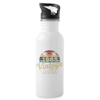 Awesome Since 1965 1965 Birthday Gift - Water bottle with straw - white - Right