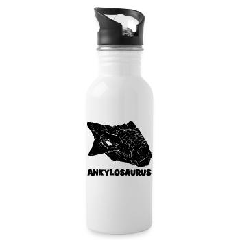 Ankylosaurus Fossil Skull - Water bottle with straw - white - Right