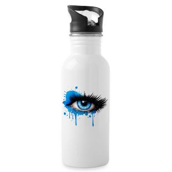Blue eye in graffiti style - Water bottle with straw - white - Right