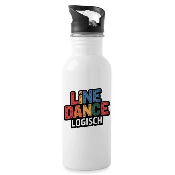 LineDance Logisch Farbig - Trinkflasche mit integriertem Trinkhalm - Weiß - Rechts