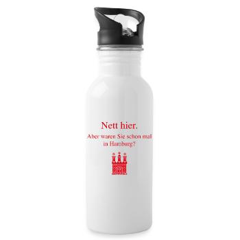 Nett Hier. Aber Waren Sie Schon Mal In Hamburg? R - Trinkflasche mit integriertem Trinkhalm - Weiß - Rechts