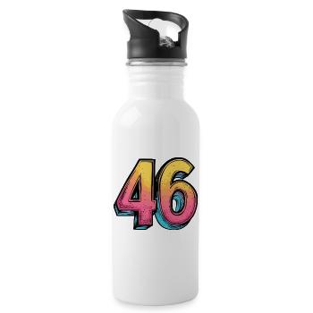 46 Zahl Bunt - Trinkflasche mit integriertem Trinkhalm - Weiß - Rechts