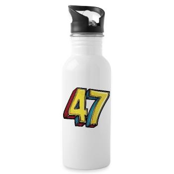 47 Zahl Bunt - Trinkflasche mit integriertem Trinkhalm - Weiß - Rechts