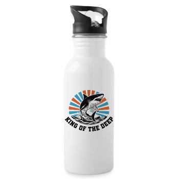 Haikönig des tiefen Ausbruchs - Trinkflasche mit integriertem Trinkhalm - Weiß - Rechts