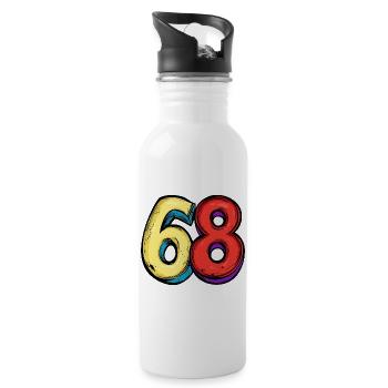 68 chiffres colorés - Gourde avec paille intégrée - blanc - Droite