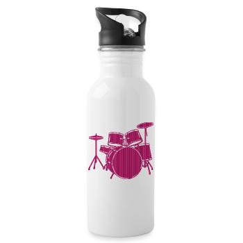 Graphisme de l’amateur de musique du set de batterie rose - Gourde avec paille intégrée - blanc - Droite