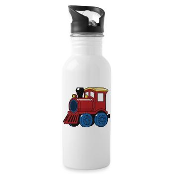 Süße Eisenbahn Lokomotive Dampflok für Kinder - Trinkflasche mit integriertem Trinkhalm - Weiß - Rechts