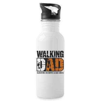 Dad on the Move: Coffee & Jokes - Trinkflasche mit integriertem Trinkhalm - Weiß - Rechts