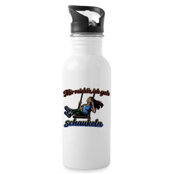Mir reichts ich geh schaukeln Spruch - Trinkflasche mit integriertem Trinkhalm - Weiß - Rechts