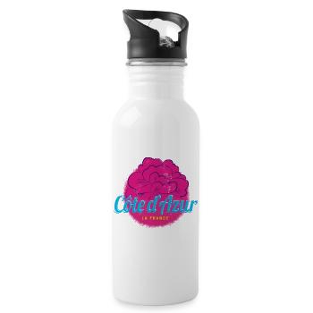 Côte d'Azur Retro Oleander Frankreich Souvenir - Trinkflasche mit integriertem Trinkhalm - Weiß - Rechts
