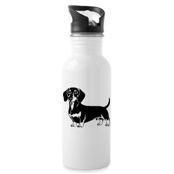 Dackel - Trinkflasche mit integriertem Trinkhalm - Weiß - Rechts